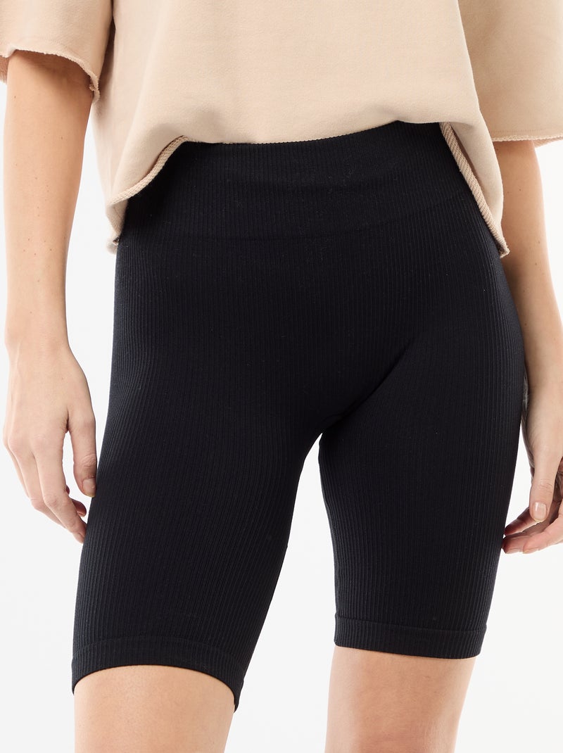 Short cycliste côtelé Noir - Kiabi