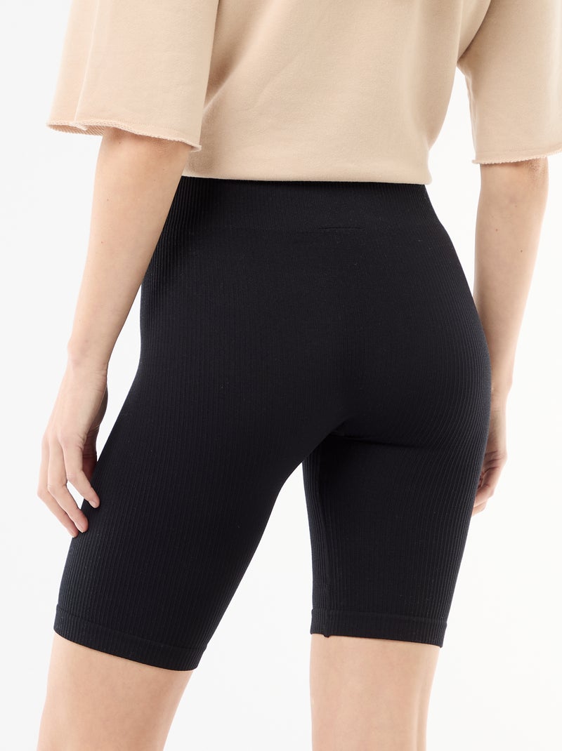 Short cycliste côtelé Noir - Kiabi