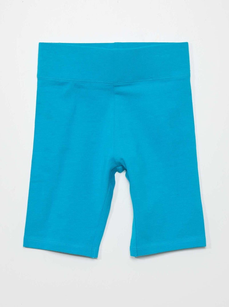Short cycliste en coton stretch Bleu canard - Kiabi