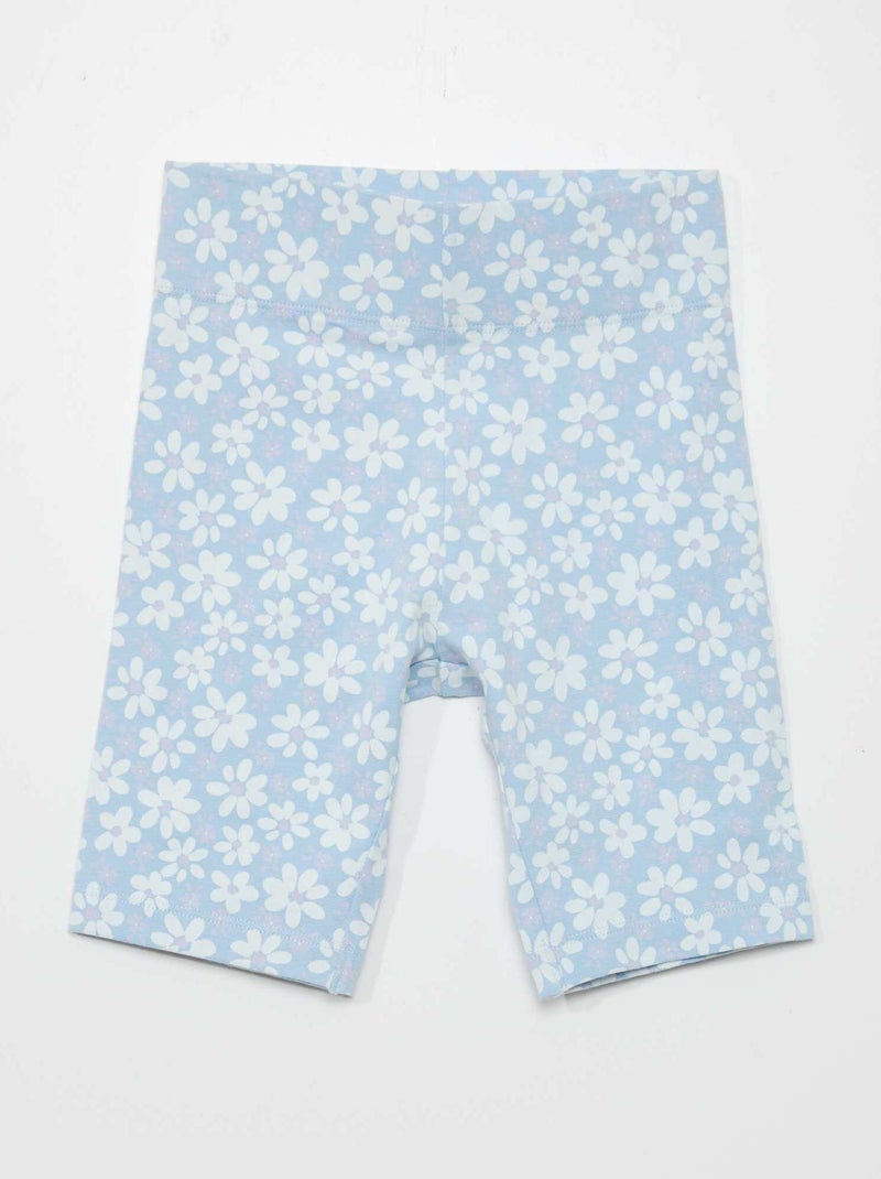 Short cycliste en coton stretch Bleu fleuri - Kiabi