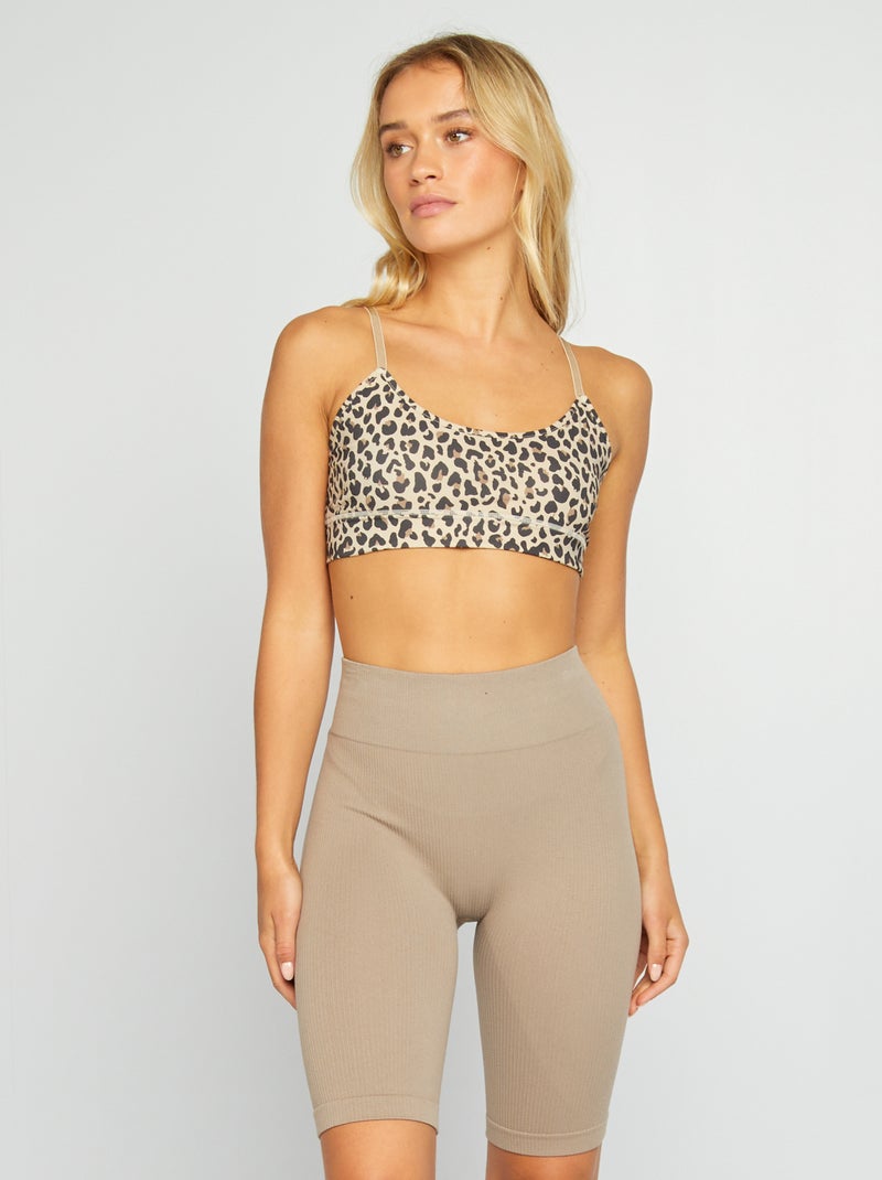 Short cycliste en maille côtelée Beige - Kiabi