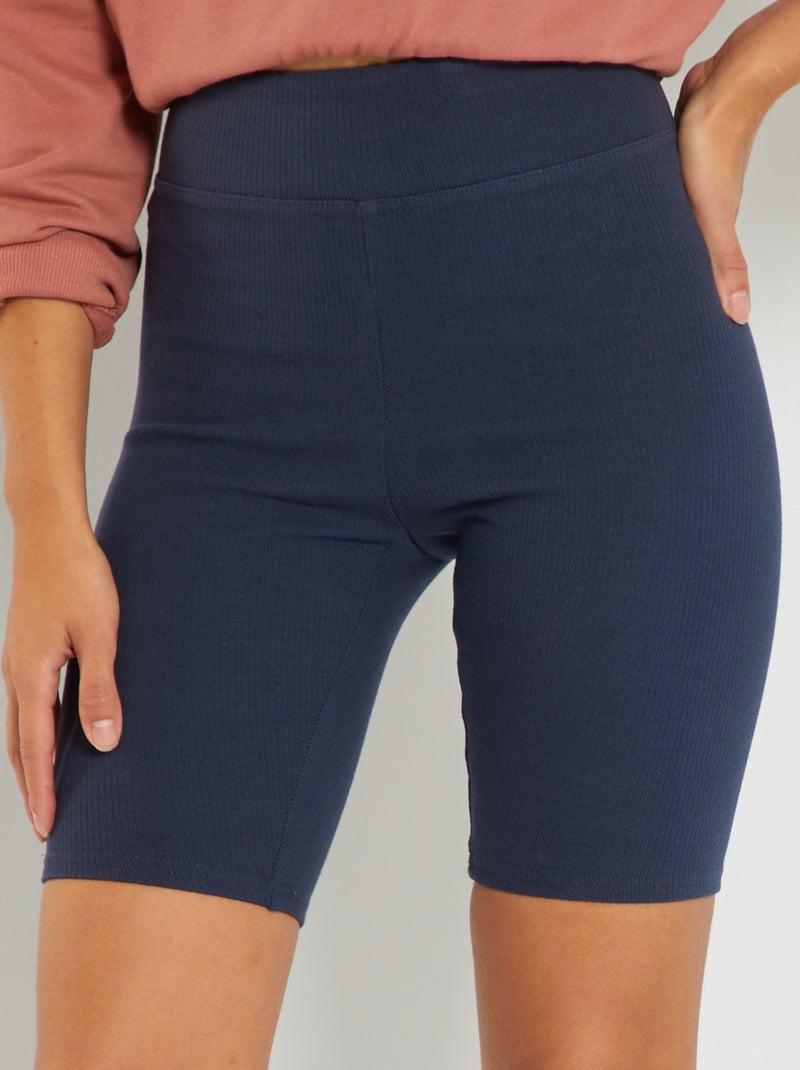 Short cycliste en maille côtelée Bleu marine - Kiabi