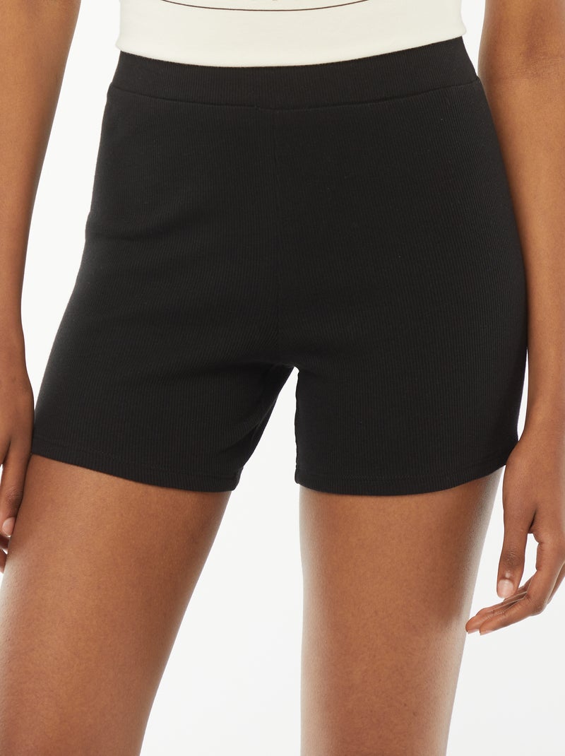 Short cycliste en maille côtelée Noir - Kiabi