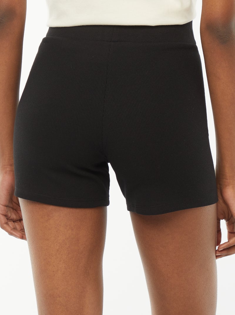 Short cycliste en maille côtelée Noir - Kiabi