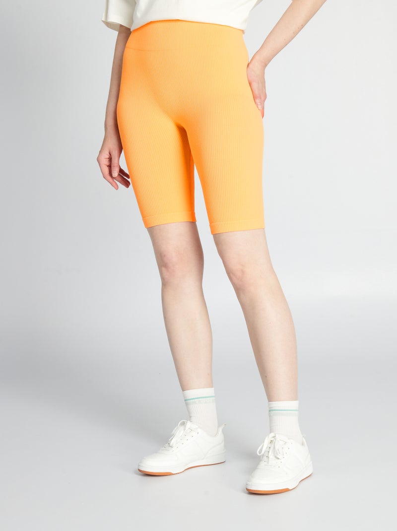 Short cycliste en maille côtelée Orange - Kiabi