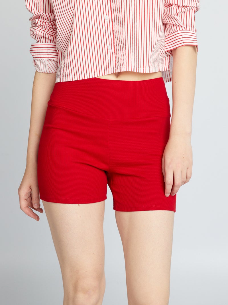 Short cycliste en maille côtelée Rouge - Kiabi