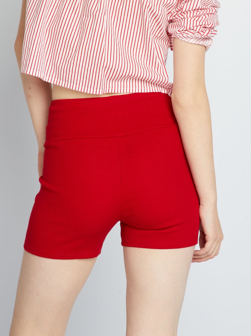 Short cycliste en maille côtelée Rouge - Kiabi