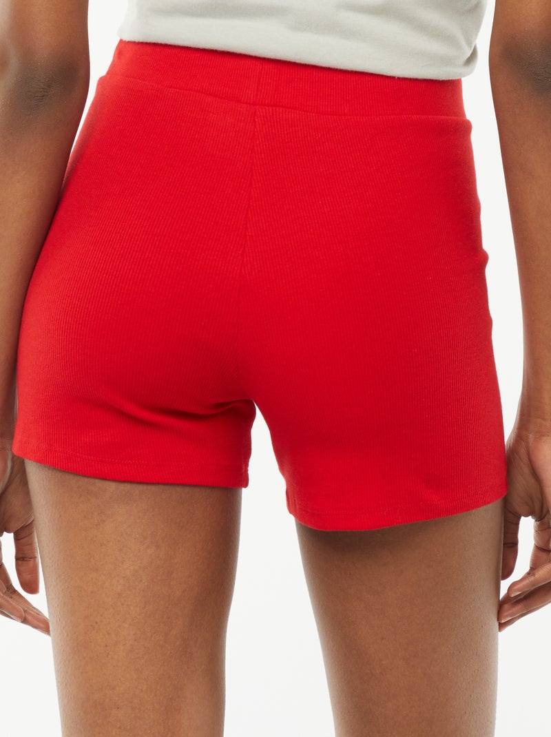 Short cycliste en maille côtelée Rouge - Kiabi