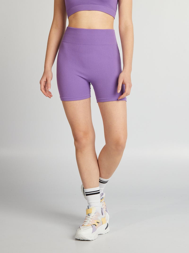 Short cycliste en maille côtelée Violet - Kiabi