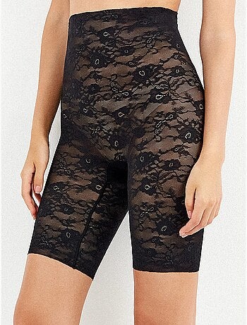 Short cycliste gainant, sans coutures, en dentelle florale
