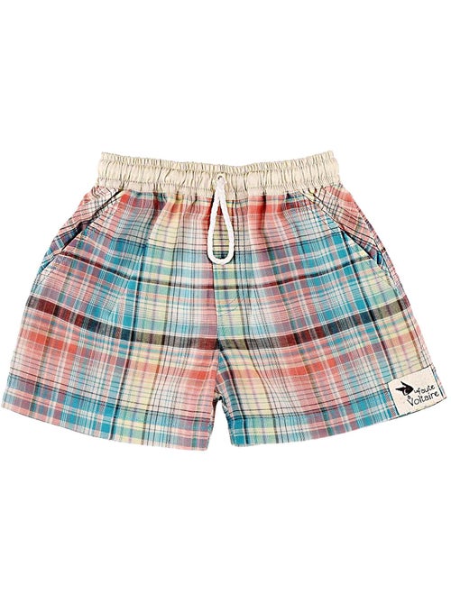 Short de Bain   à Carreaux  SWIMBOY - 'LA FAUTE A VOLTAIRE' - Kiabi