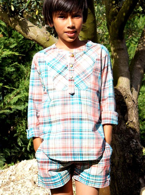 Short de Bain   à Carreaux  SWIMBOY - 'LA FAUTE A VOLTAIRE' - Kiabi