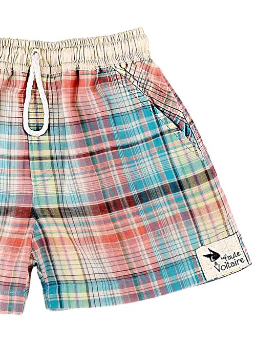 Short de Bain   à Carreaux  SWIMBOY - 'LA FAUTE A VOLTAIRE' - Kiabi