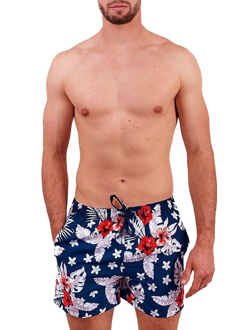 Short de bain à fleurs California Bleu - Kiabi