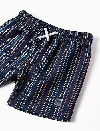 Short de bain à rayures avec cordon de serrage