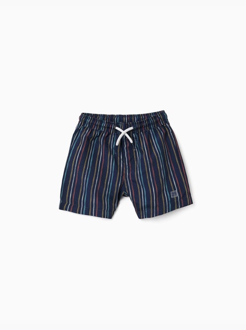 Short de bain à rayures avec cordon de serrage - Kiabi