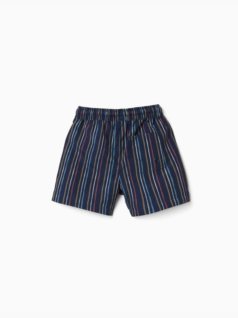 Short de bain à rayures avec cordon de serrage Bleu foncé - Kiabi