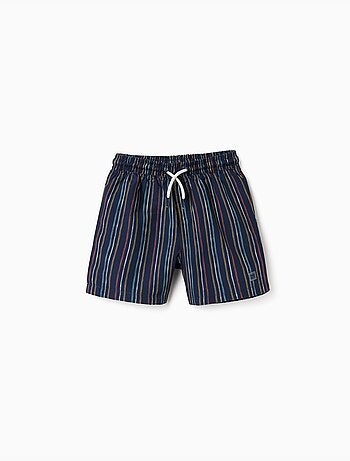 Short de bain à rayures avec cordon de serrage