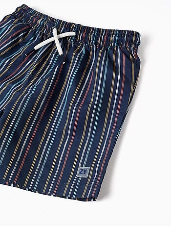 Short de bain à rayures avec cordon de serrage