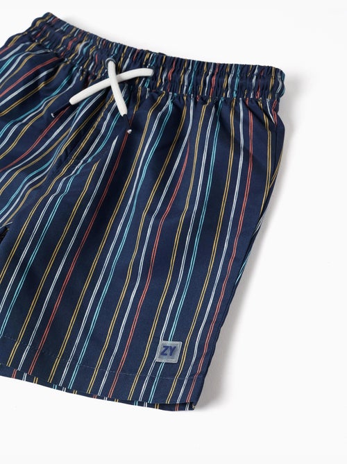 Short de bain à rayures avec cordon de serrage - Kiabi