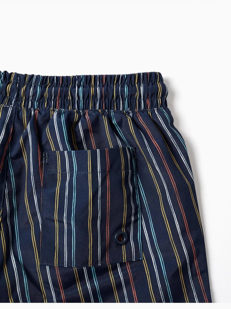 Short de bain à rayures avec cordon de serrage Bleu foncé - Kiabi