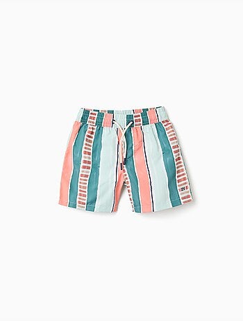 Short de bain à rayures et cordon de serrage