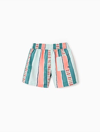 Short de bain à rayures et cordon de serrage