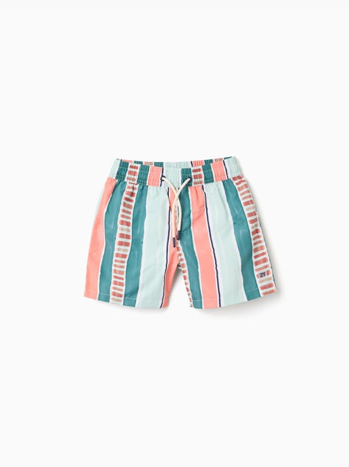 Short de bain à rayures et cordon de serrage - Kiabi