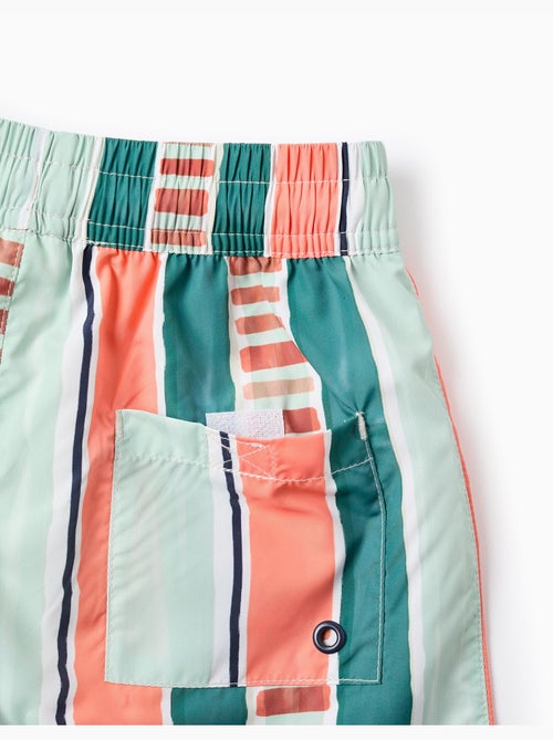 Short de bain à rayures et cordon de serrage - Kiabi