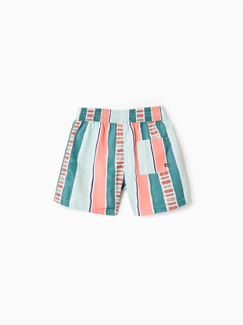 Short de bain à rayures et cordon de serrage Vert clair - Kiabi