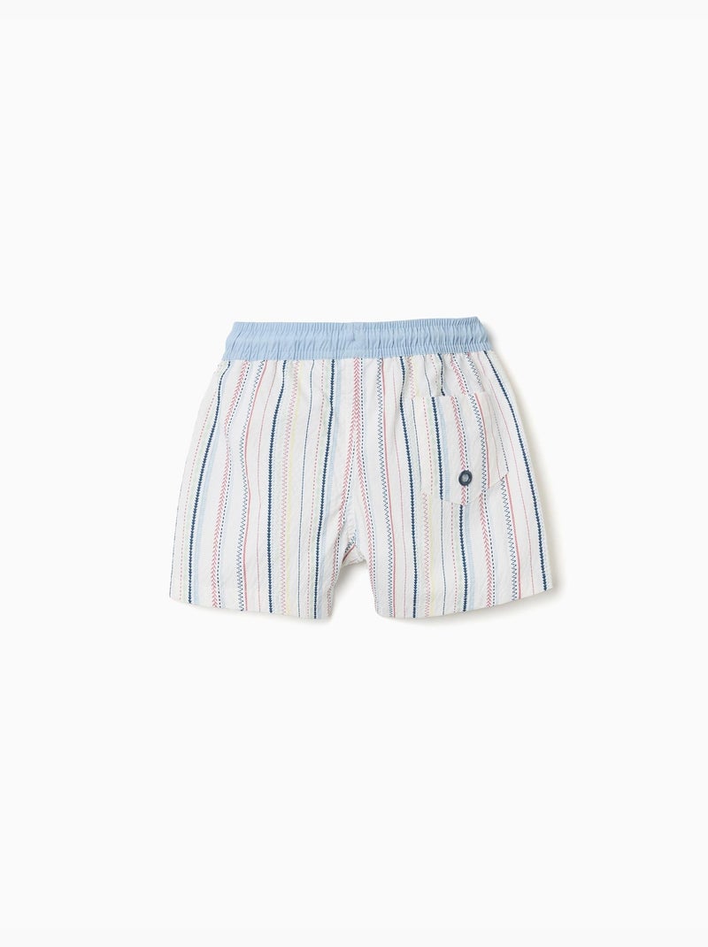 Short de bain à rayures ethniques B&S Bleu clair - Kiabi