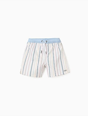 Short de bain à rayures ethniques et cordon B&S