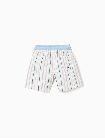 Short de bain à rayures ethniques et cordon B&S