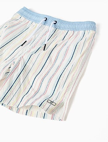 Short de bain à rayures ethniques et cordon B&S