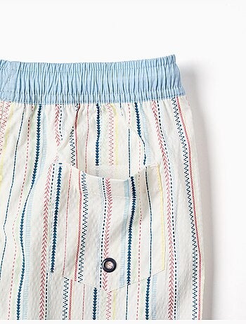 Short de bain à rayures ethniques et cordon B&S