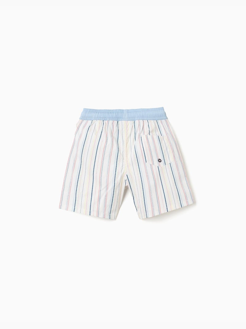 Short de bain à rayures ethniques et cordon B&S Bleu clair - Kiabi