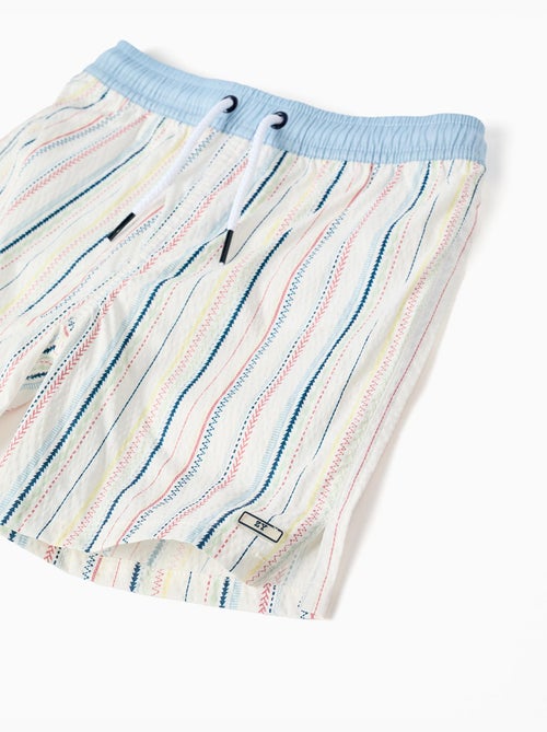 Short de bain à rayures ethniques et cordon B&S - Kiabi
