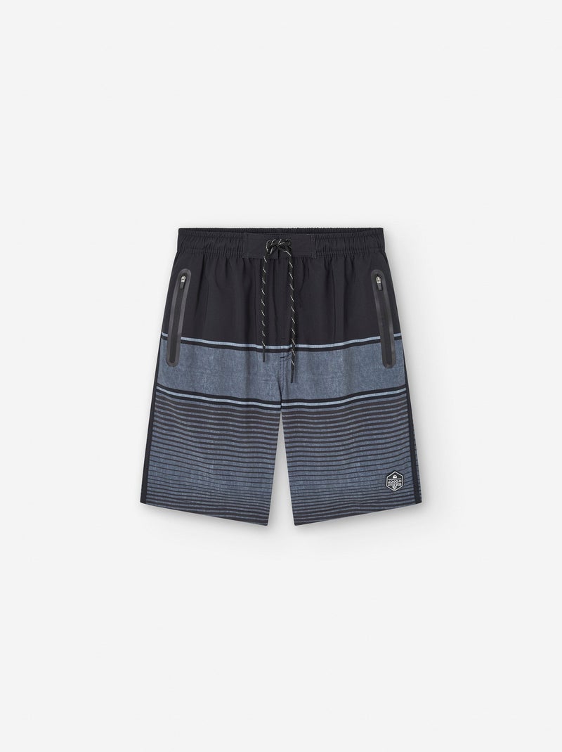 Short de Bain à Rayures Noir - Kiabi