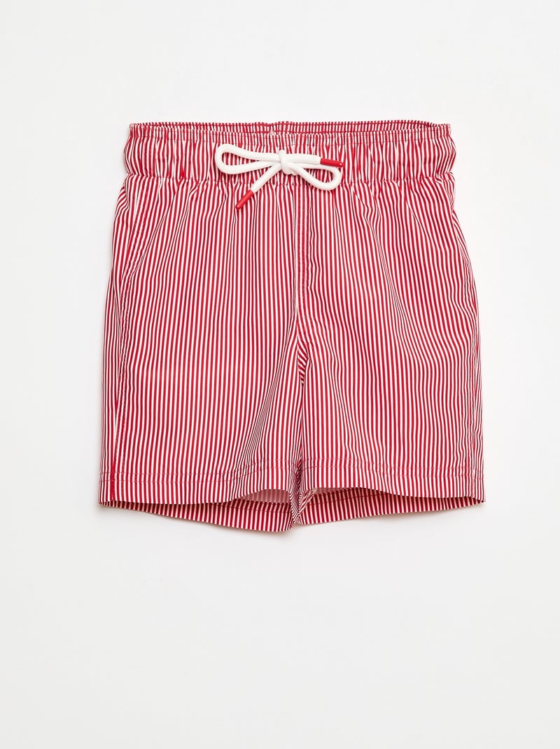 Short de bain à rayures Rouge - Kiabi