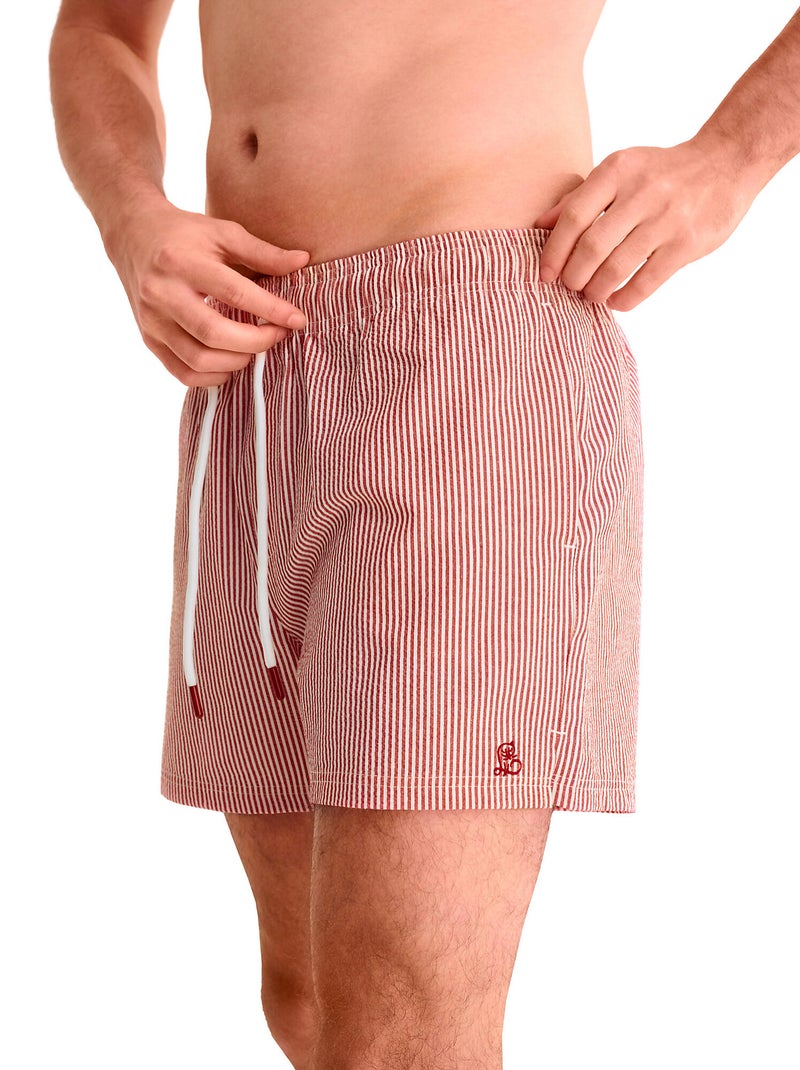 Short de bain à rayures Rouge - Kiabi