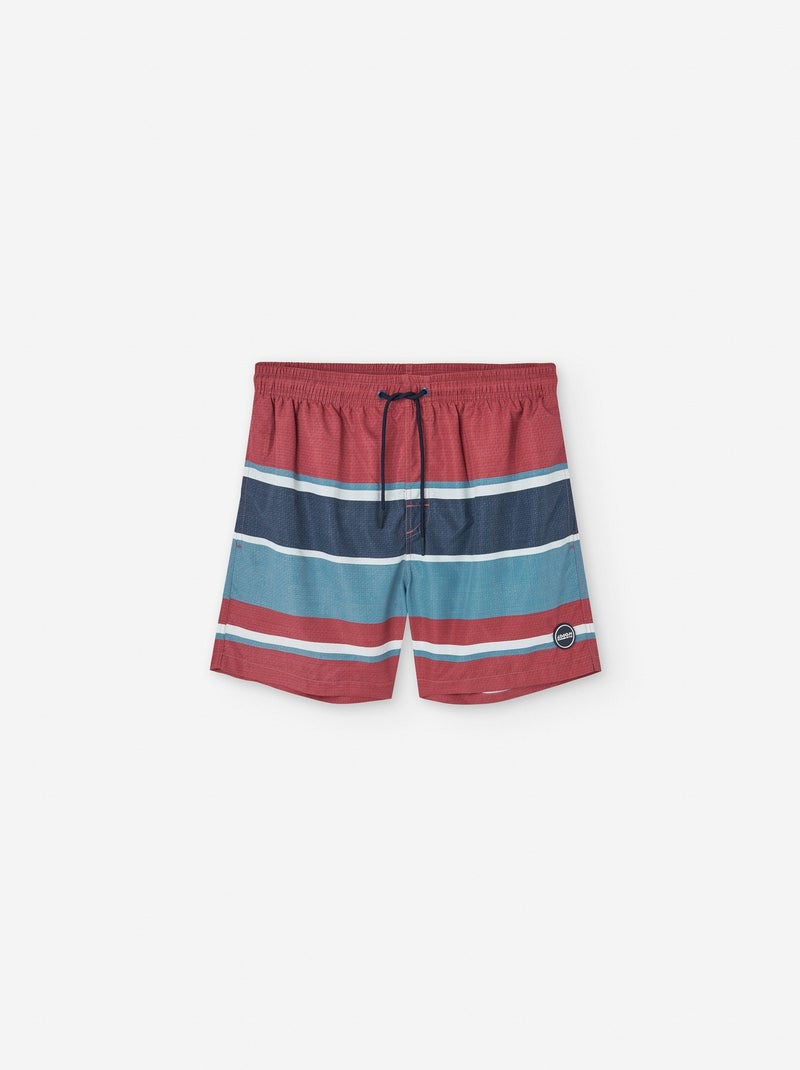 Short de Bain à Rayures Rouge foncé - Kiabi