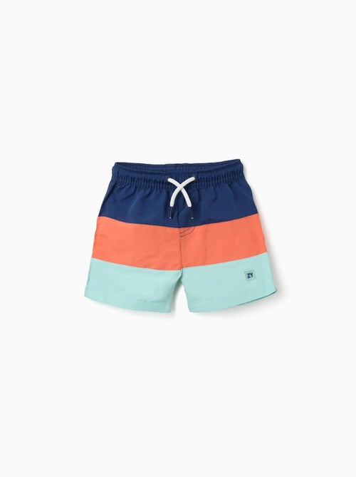 Short de bain avec bloc de couleurs et cordon de serrage - Kiabi