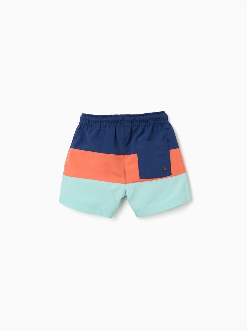 Short de bain avec bloc de couleurs et cordon de serrage Bleu foncé - Kiabi