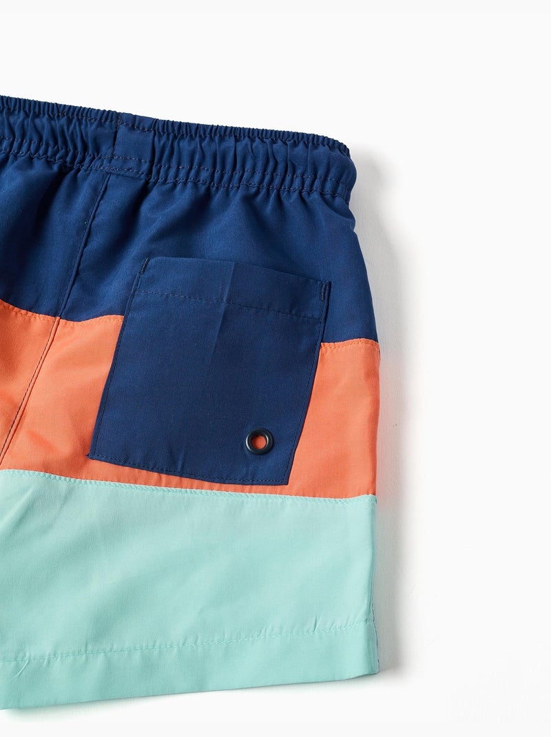 Short de bain avec bloc de couleurs et cordon de serrage Bleu foncé - Kiabi