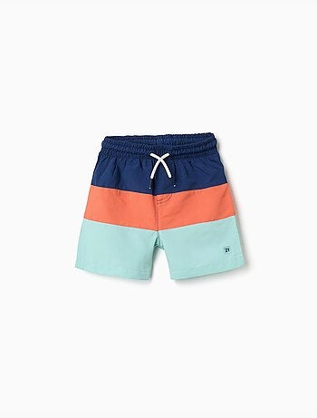 Short de bain avec bloc de couleurs et cordon de serrage