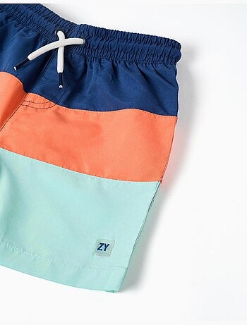 Short de bain avec bloc de couleurs et cordon de serrage