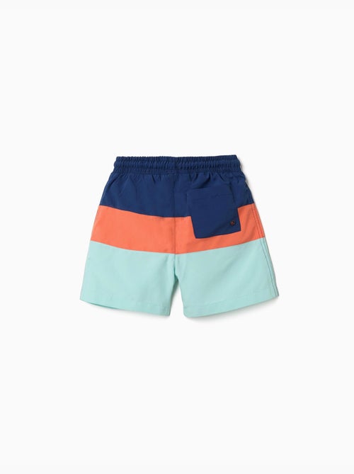 Short de bain avec bloc de couleurs et cordon de serrage - Kiabi