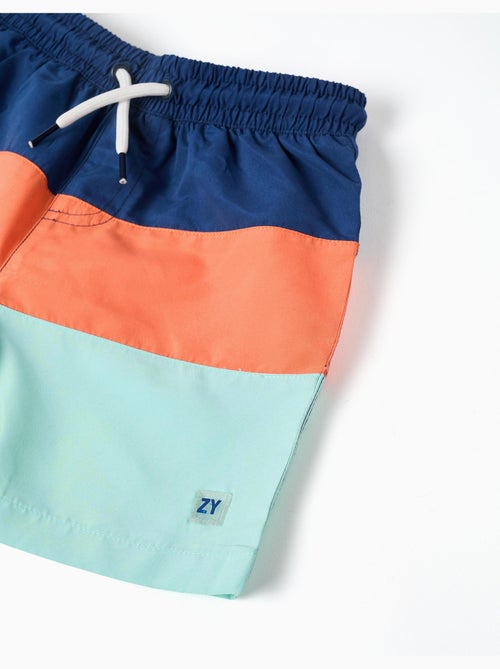 Short de bain avec bloc de couleurs et cordon de serrage - Kiabi