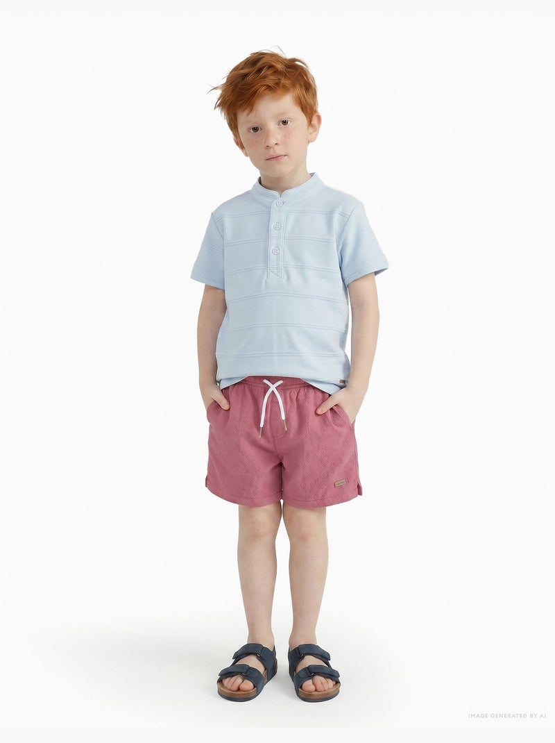 Short de bain avec cordon de serrage et poche Rose foncé - Kiabi