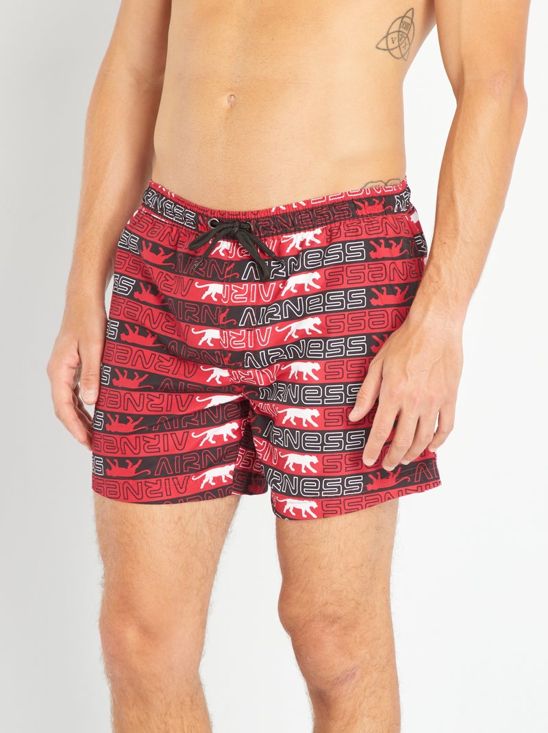 Short de bain avec imprimé 'Airness' rouge/noir - Kiabi